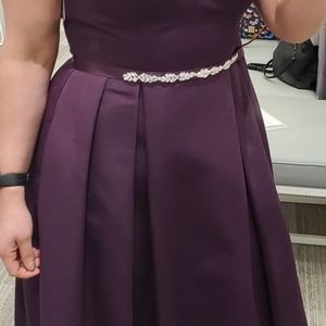 faille bridesmaid ball gown with jewel sash